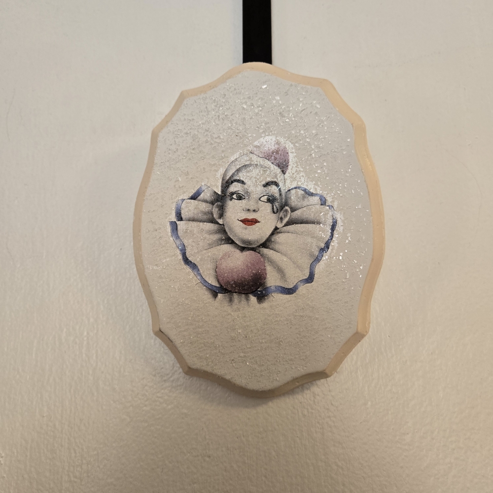 Small Vintage Glitter Clown Wall Plaque